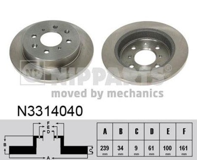 NIPPARTS N3314040 ДИСК ТОРМОЗНОЙ (1 ШТУКА)