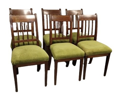Sześć krzeseł mahoniowych biedermeier żyłkowanych