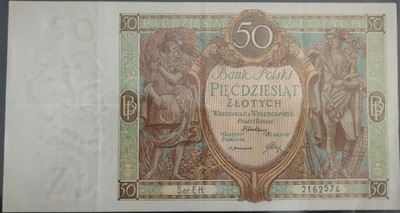 Banknot 50 zł stan dobry seria EH. z 1929