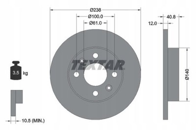 ДИСК ГАЛЬМІВНИЙ TEXTAR 92036103 RENAULT DACIA