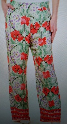 Spodnie BOHO Wu'Side jasne w kwiaty Włochy