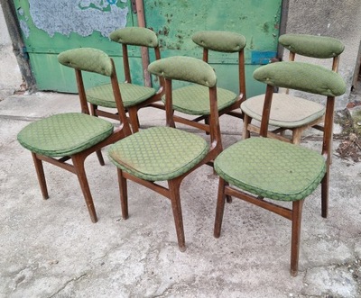 6 Krzeseł proj. R. Hałas - Mid Century Modern - PRL - Vintage Design '60