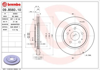 DISCOS DE FRENADO PARTE DELANTERA BREMBO 09.B560.10 09B56010  