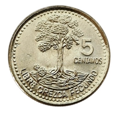 GWATEMALA 5 CENTAVOS 2008 DRZEWO UNC