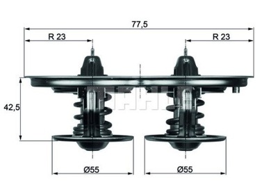 TERMOSTATAS SCANIA 4 05.96- DC11 DVIGUBAS 80-STOPNI/87-STOPNI KPL.Z SANDARIKLIS 