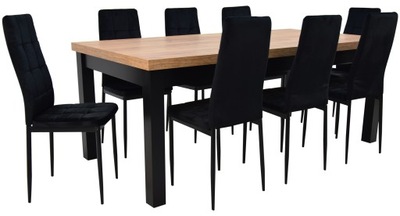 Duży stół 100x200/300 i 8 TAPICEROWANYCH krzeseł