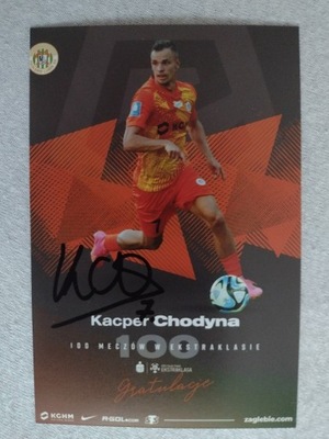 Zdjęcie 10X15 autograf Zagłębie Lubin Kacper Chodyna 100 meczów sezon 23/24