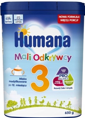 HUMANA 3 MLEKO NASTĘPNE PO 12 M+ 650G