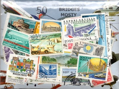 Pakiet 50 znaczków pocztowych - MOSTY
