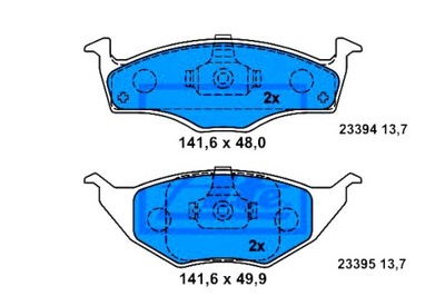 КОЛОДКИ ТОРМОЗНЫЕ VW LUPO 1.2D 07.99-07.05 ATE