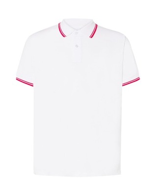 KOSZULKA POLO męska JHK CONTRAST biały czerwon 3XL