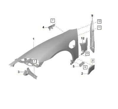 SOPORTES ALAS IZQUIERDO PARTE DELANTERA PORSCHE TAYCAN 9J1805373YGRV  