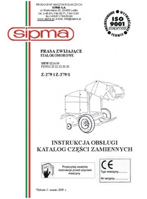 SIPMA Z-279, Z-279\/1 instrukcja\/katalog (2009) фото