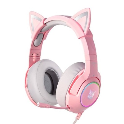 Słuchawki gamingowe Onikuma K9 RGB kocie uszy USB różowe