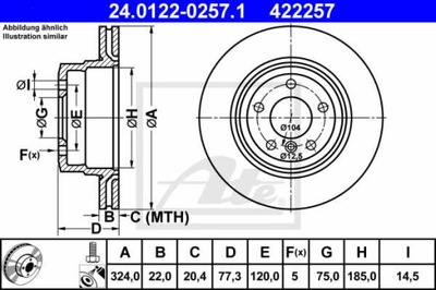 DISCS BRAKE REAR ATE 24.0122-0257.1  