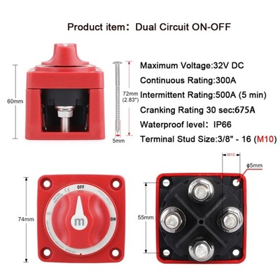 SELECTOR MARINE ISOLATOR DISCONNECT ROTARY SWITCH 2 3 4 POSITION BAT~7110