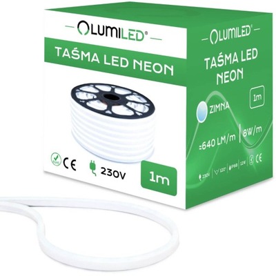 Taśma LED NEON PASEK 230V 1m ELASTYCZNY IP68 Zimny