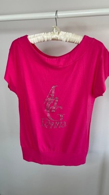 Bluzka Angie t-shirt róż neon fuksja wiskoza S