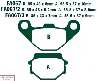 ZAPATAS DE FRENADO EBC FA067TT (KPL. NA 1 TARCZE)  