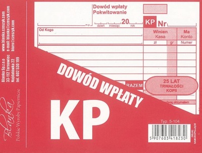 Dowód wpłaty KP