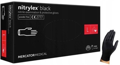 Rękawice RĘKAWICZKI nitrylowe mocne NITRYLEX BLACK 100sz MERCATOR CZARNE