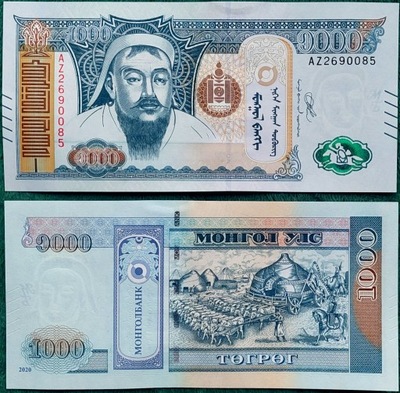 402. Banknot Mongolia 1000 Tugrik 2020r. UNC