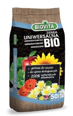 Gotowe PODŁOŻE BIO Ziemia uniwersalna EKOLOGICZNA Biovita 50L