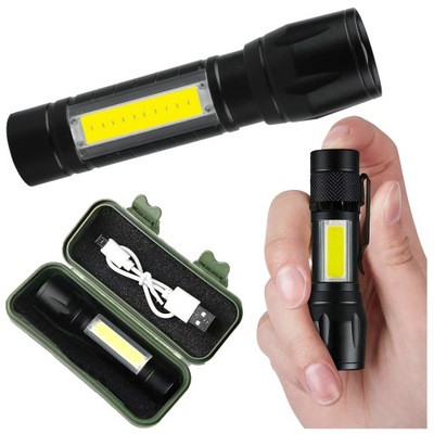 LATARKA TAKTYCZNA LED ZOOM REFLEKTOR COB AKUM. USB