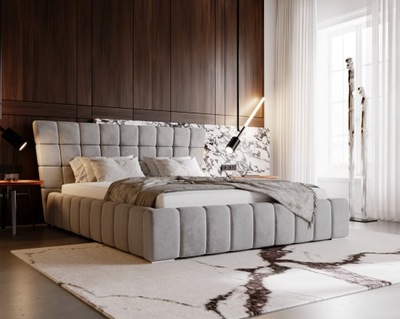 Eleganckie łóżko tapicerowane z pojemnikiem Luxor 140x200