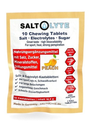 Saltolyte chewing tablets z solą, brzoskwiniowe