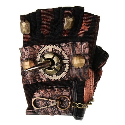 Vintage Gothic Steampunk Gear Skórzana rękawica