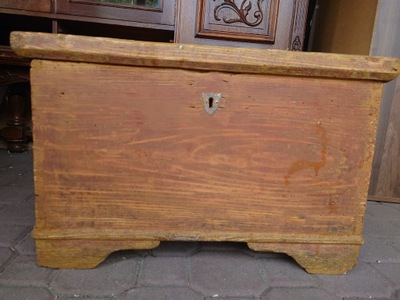 Skrzynia drewniana kufer stary kolekcjonerski design vintage