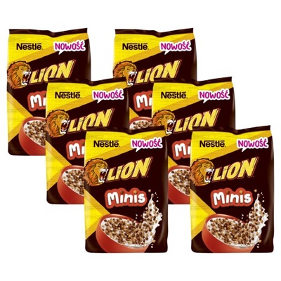 Nestlé Lion Minis Zbożowe kuleczki z czekoladą i pastą karmelową 6x 210 g
