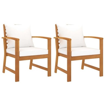 Krzesła ogrodowe, 2 szt., kremowe poduszki, drewn