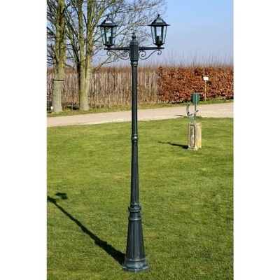 vidaXL Stojąca lampa ogrodowa 2-ramienna, 215 cm, ciemnozielona/czarna, 402