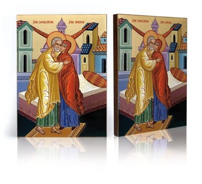 Ikona Święta Anna i Święty Joachim, rodzice Matki Bożej - F - 29 cm x 39 cm