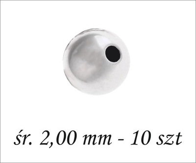 Kulki srebrne przelotowe śr. 2,00 mm 10 szt