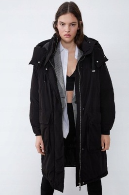 ZARA PIĘKNA CZARNA KURTKA OVERSIZE __ L