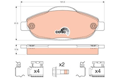 КОЛОДКИ ТОРМОЗНЫЕ - КОМПЛЕКТ COTEC GDB1761