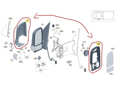 Mercedes sprinter w906 рамка зеркало + корпус фото №1