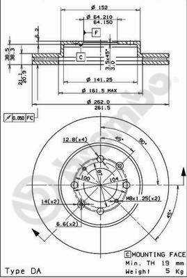 ДИСК ГАЛЬМІВНИЙ ПЕРЕД HONDA CIVIC 89-05