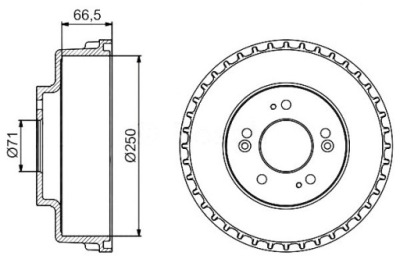 Bosch тормозные барабаны тормозные kia задняя carnival 2,5 v6/2,9 фото №1