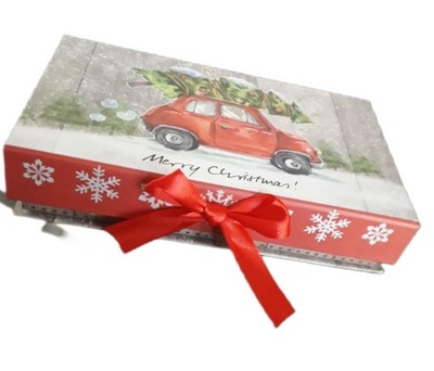 OZDOBNE ŚWIĄTECZNE PUDEŁKO PREZENTOWE Z KOKARDĄ. BOŻE NARODZENIE 19x11x4 cm