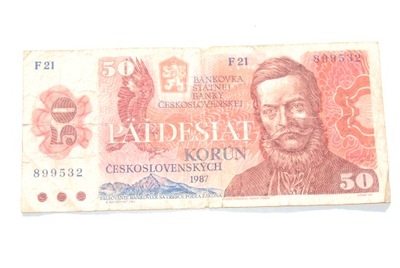 Stary banknot 50 koron Czechosłowacja 1987 unikat