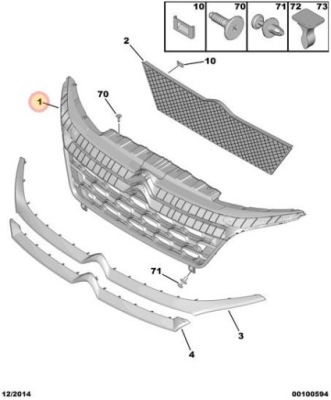 Решётка радиатора бампера перед решётка радиатора citroen jumper iii оригинальный номер 1613256780 фото №1