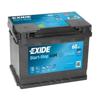 АКУМУЛЯТОР EXIDE СТАРТ-STOP AGM 60AH 680A EK600