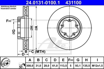 24.0131-0100.1/ATE DISCO HAM.PRZOD FORD TRANSIT 13-  