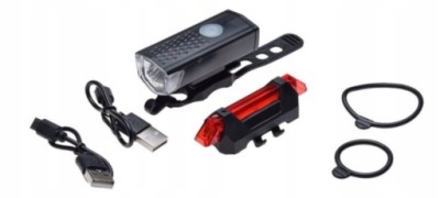 LAMPA ROWEROWA PRZÓD TYŁ LED USB KPL 2 SZT