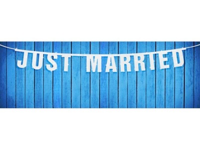 BANER GIRLANDA NAPI JUST MARRIED SREBRNY WESELE