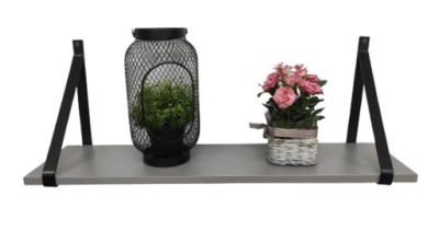 PÓŁKA ŚCIENNA W STYLU LOFT 52CM POPIEL podpórka